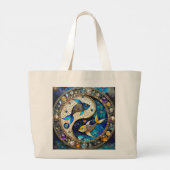 Grand Tote Bag Zodiac - Poissons de poisson Yin et Yang (Dos)