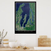 Grand Traverse Bay Michigan Satellite Map Poster (Keuken)
