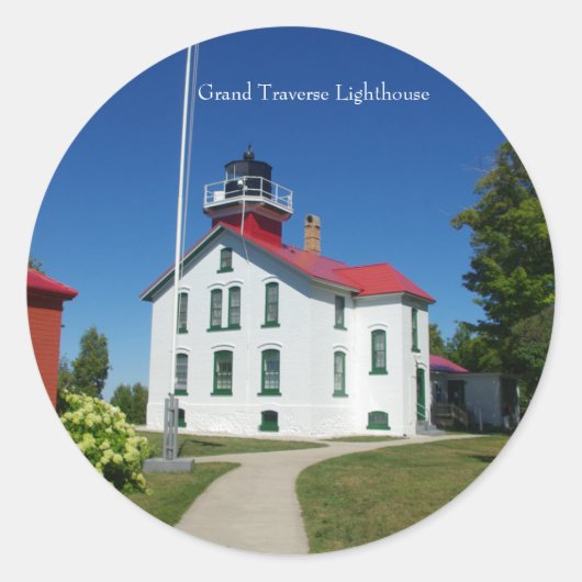Grand Traverse Lighthouse-sticker Ronde Sticker (Voorkant)
