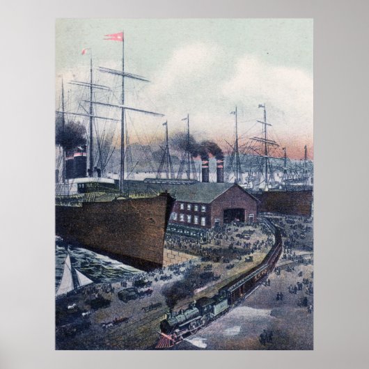 Grand Trunk Ry Portland, Maine Steamship Wharf Poster (Voorkant)