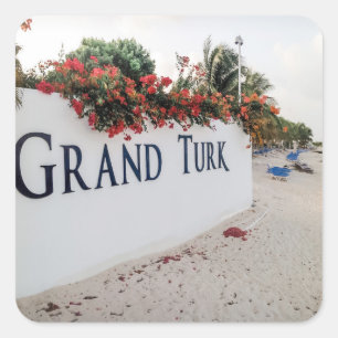 Grand Turk Beach Scene Vierkante Sticker