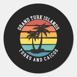 Grand Turk Islands Turks- en Caicoseilanden Palmbo Ronde Sticker