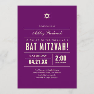 Grand type invitations de bat mitzvah