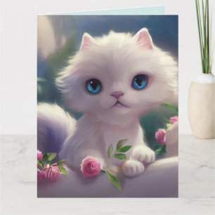 GRAND YED CUTE CAT KITTEN ART GRANDE carte d'anniv