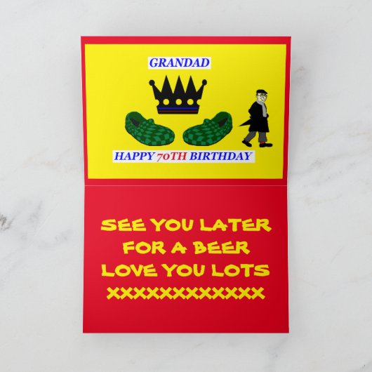 GRANDAD 70E carte d'anniversaire (Intérieur)
