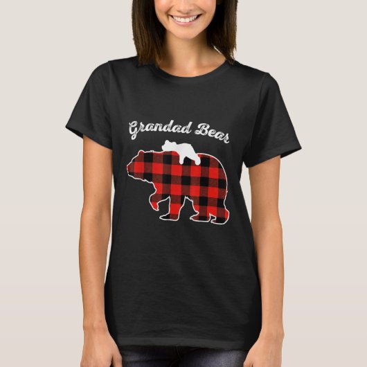 Grandad Bear Flannel Red Plaid Pajama Family Match T-shirt (Voorkant)