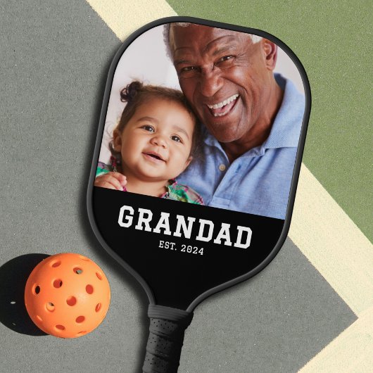 Grandad Established Fun Bold Photo Pickleball Paddle