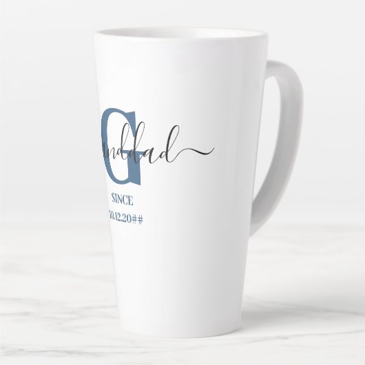 Granddad Elegant Script Monogram blauw Latte Mok (Rechterhoek)