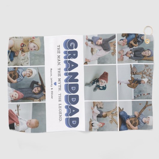 Granddad Modern Photo Collage Golf Serviette (Horizontal)