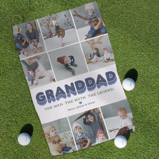 Granddad Modern Photo Collage Golf Towel Golfhanddoek