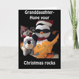 **GRANDDAUGHTE-H0PE Y0UR CHRITMAS "R0CKS"-JULLIE R FEESTDAGEN KAART