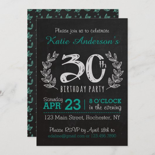 Grande 30e Invitation anniversaire (Devant / Derrière)