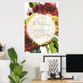 Grande Affiche de bienvenue Mariage Rose Botanique (Bureau à domicile)