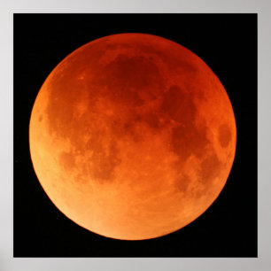 Grande affiche de la lune de rouge de l'éclipse