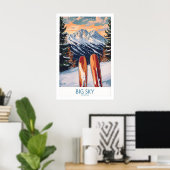 Grande affiche de ski d'art mural Big Sky 1 (Bureau à domicile)
