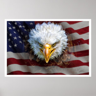 Grande affiche puissante de DRAPEAU des Etats-Unis