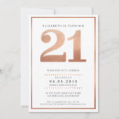 GRANDE ÂGE NUMÉRO INVITATION glam 21 feuille d'or  (Devant)