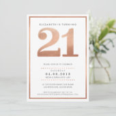 GRANDE ÂGE NUMÉRO INVITATION glam 21 feuille d'or  (Debout devant)