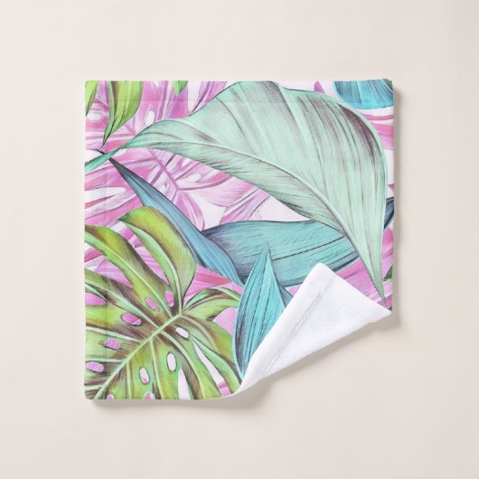 Grande aquarelle feuille tropicale colorée (Gant de toilette)
