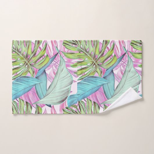 Grande aquarelle feuille tropicale colorée (Serviette à main)