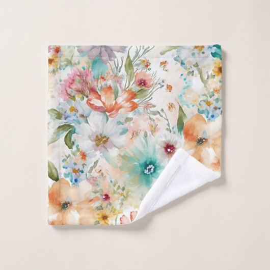 Grande aquarelle Motif de fleurs d'été (Gant de toilette)
