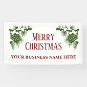 Grande bannière de Noël avec pinecones enneigés (Horizontal)