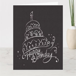 Grande belle carte noire de joyeux anniversaire