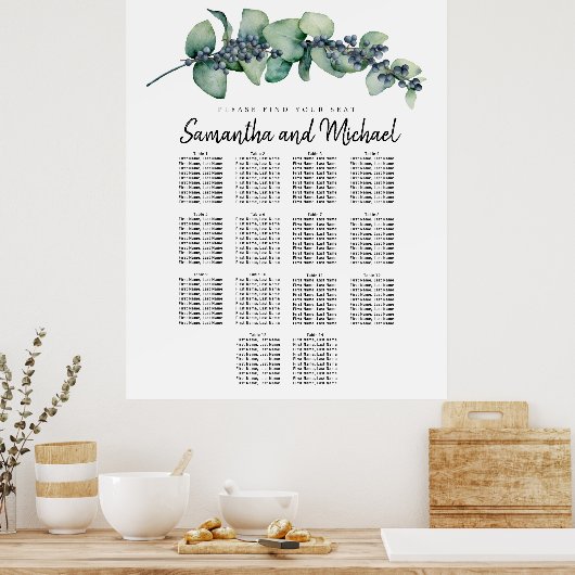 Grande Berry Eucalyptus Tableau de sièges 14 table (Cuisine)