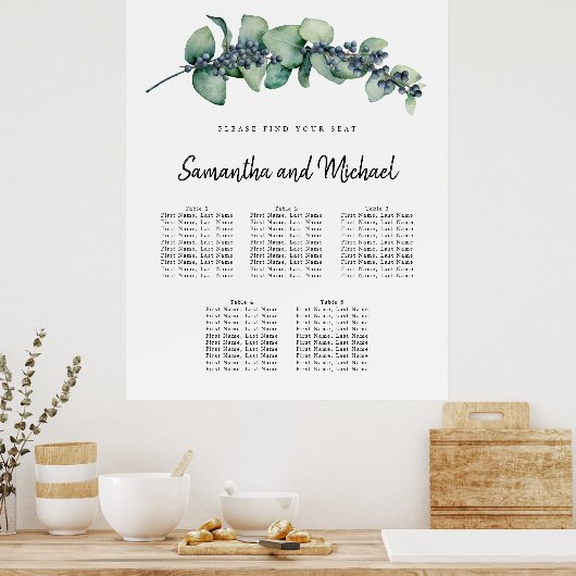 Grande Berry Eucalyptus Tableau de sièges 5 tables (Cuisine)