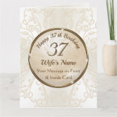 Grande, Bonne 37e carte d'anniversaire pour femme (Devant)