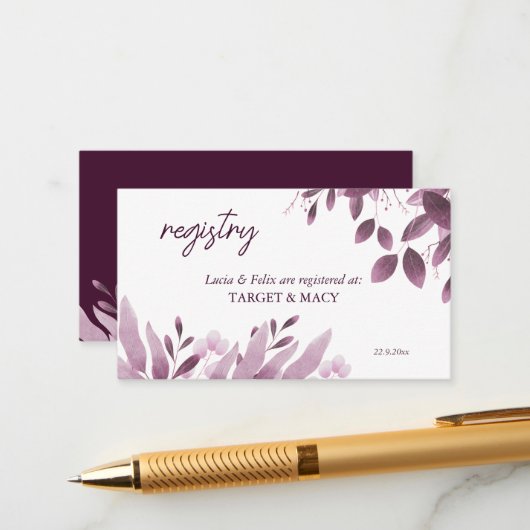 Grande Bourgogne Mariage Feuille Carte enregistrée (Devant/Arrière en situation)