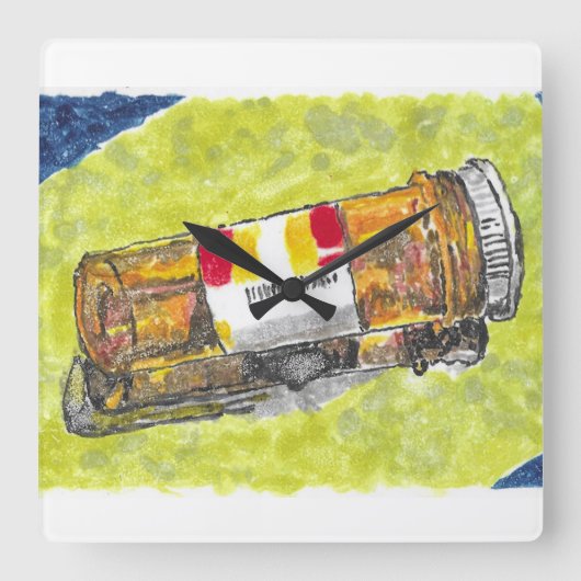 Grande bouteille de pilule aquarelle horloge mural (Recto)