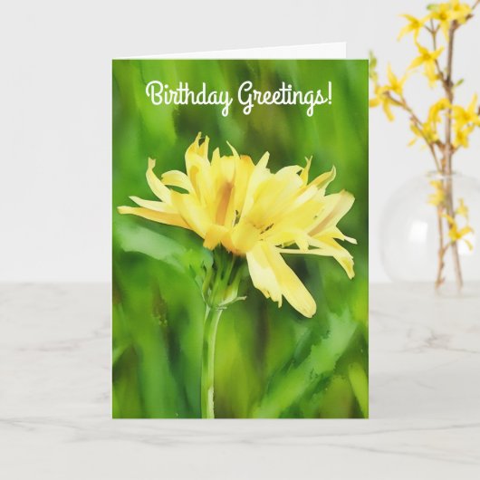 Grande carte d'anniversaire de Dandelion jaune (Fleur jaune)