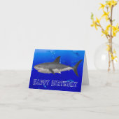 Grande carte d'anniversaire de requin blanc (Fleur jaune)
