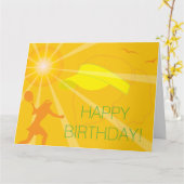 Grande carte d'anniversaire de tennis surdimension (Fleur jaune)