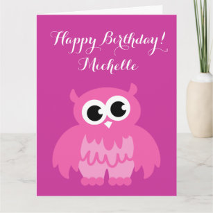 Cadeaux Rose Hibou Joyeux Anniversaire Zazzle Be