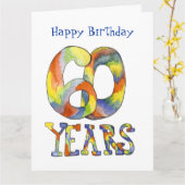 Grande carte d'anniversaire du 60e anniversaire (Fleur jaune)