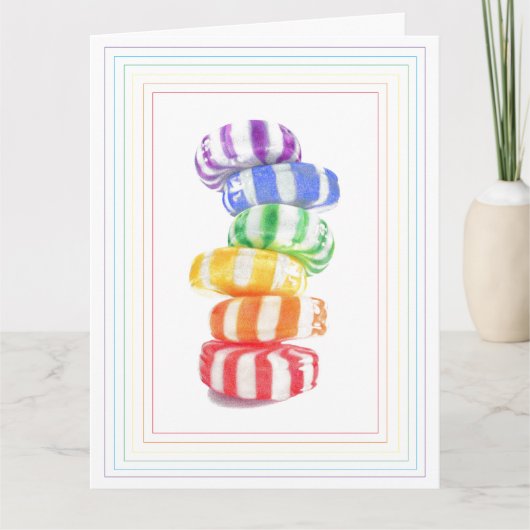GRANDE carte d'anniversaire RAINBOW CANDY (Devant)