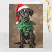 Grande carte de Noël à chiot Elf Dane (Fleur jaune)