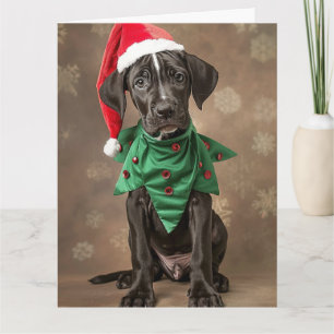 Grande carte de Noël à chiot Elf Dane