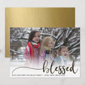 Grande carte de vacances photo Blessé, Noir et Or (Devant / Derrière)