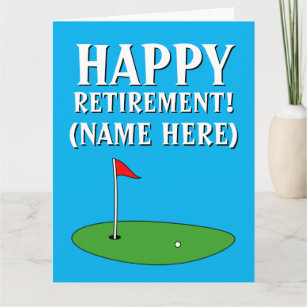 Grande carte de voeux de golf de retraite heureuse