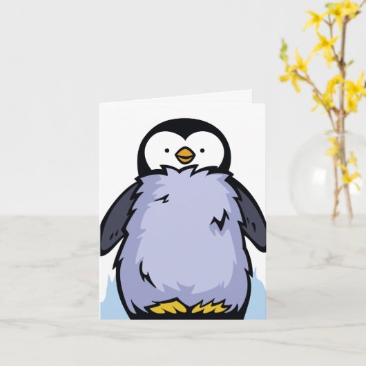 Grande carte de voeux Pingin Chick (Fleur jaune)