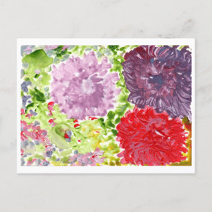 Grande carte postale de fleurs violettes et roses