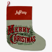 Grande Chaussette De Noël 1876 Merry Christmas Green (Devant)