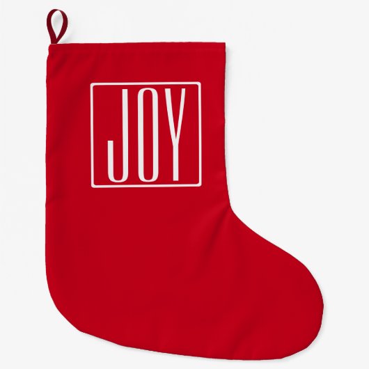 Grande Chaussette De Noël 3 Initiales/Lettres Monogramme | Rouge et blanc (Devant)