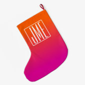 Grande Chaussette De Noël 3 Initiales Monogramme | Dégradé rose orange (Dos (Accrochage))