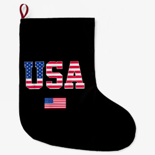 Grande Chaussette De Noël 4 juillet Chemise USA Patriotique US American Drap