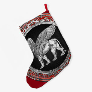 Grande Chaussette De Noël [510] Lion ailé assyrien - Lamassu argenté