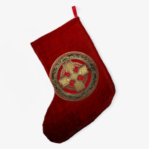 Grande Chaussette De Noël [600] Ancienne Croix du noeud d'or sacré celtique